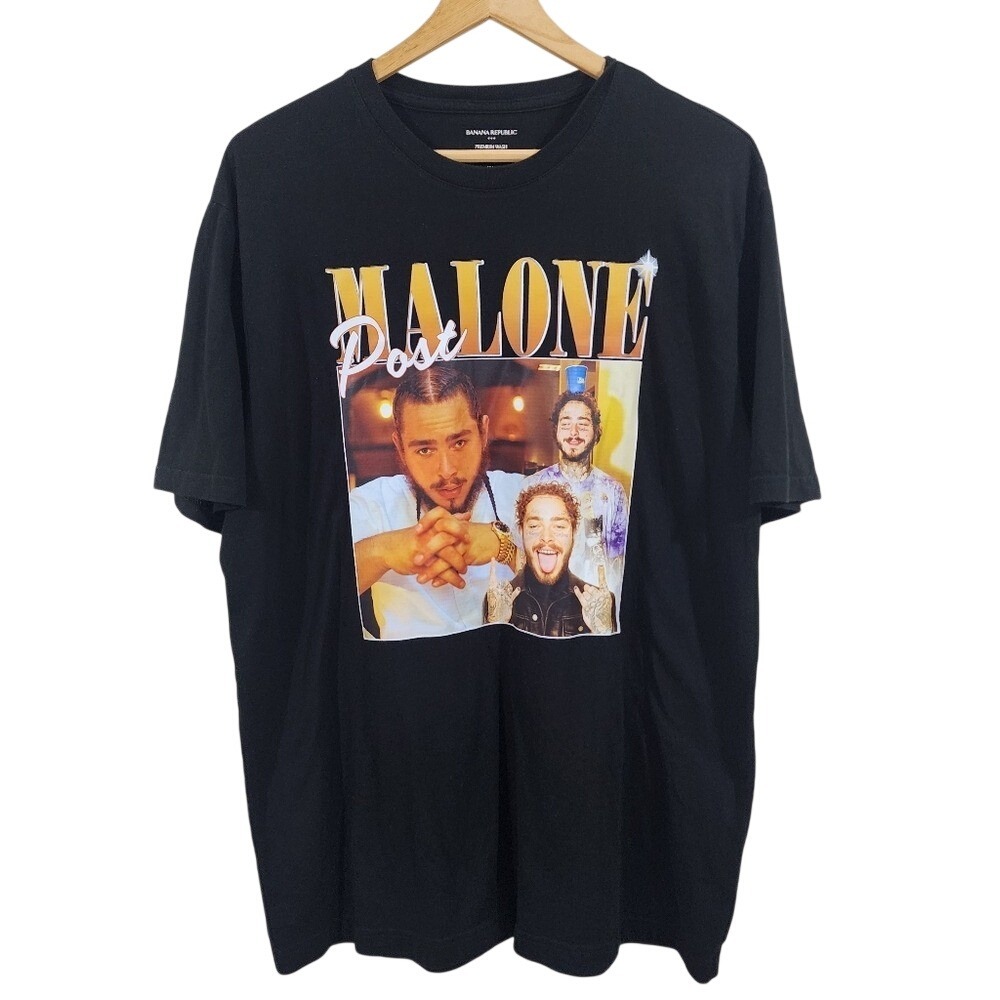 Post Malone Graphic T-Shirt Black Banana Republic Mens L Tall Hip Hop Rap Tee‎